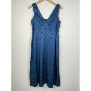 Emma & Michele Babydoll Midi Satin Slip Dress Size M Whimsigoth Y2k Teal NWT